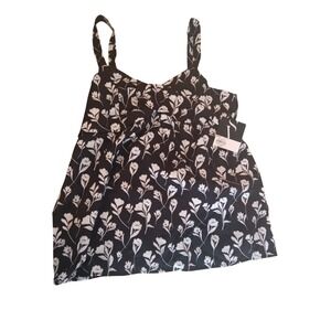 Simply Vera Wang Women's black White Floral Smocked Back Camisole Top Small NWT